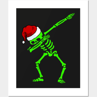 Dabbing Skeleton Shirt Santa Hat Christmas Shirt Dab Skull 2 Posters and Art